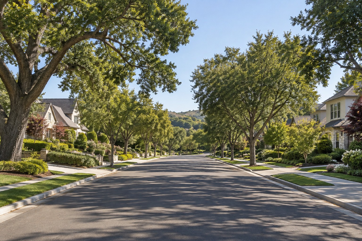 A Danville, California residential street, illustrative